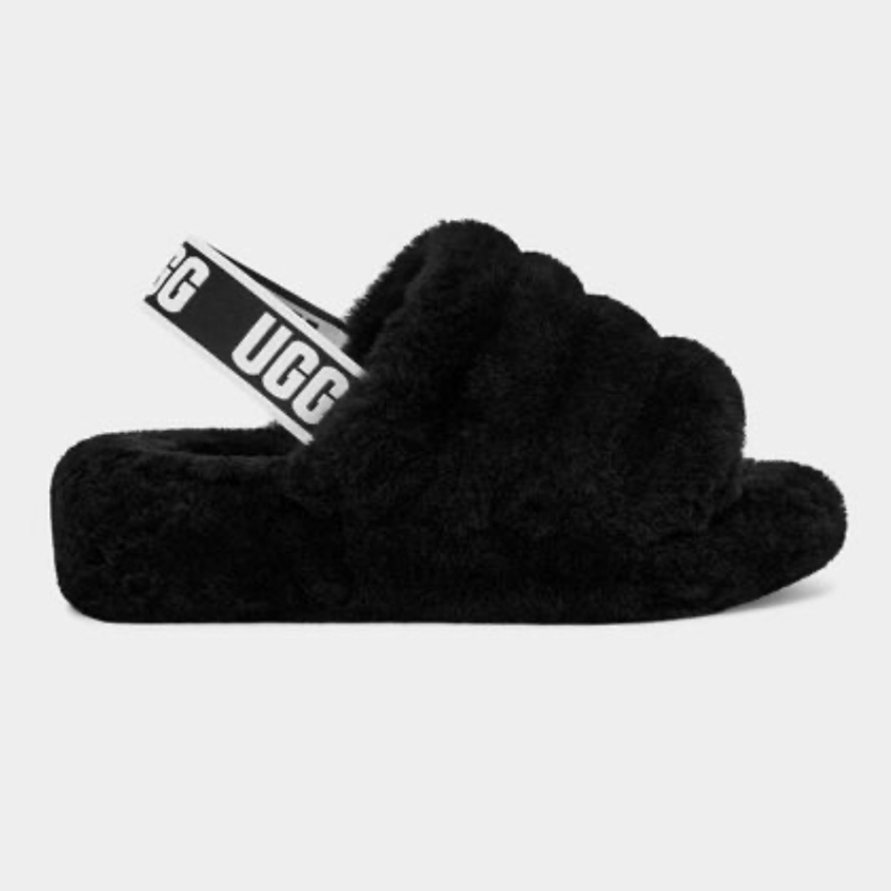 Ugg Fluff Yeah Slides - Black, size 6